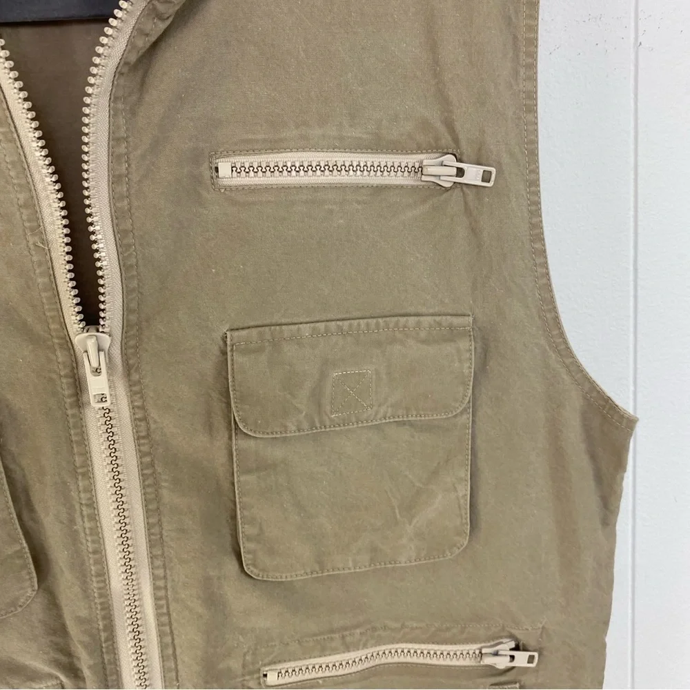 Banana Republic Vest Men’s L Vintage Brown Hong Kong Pockets‎ Zip Fishing Safari